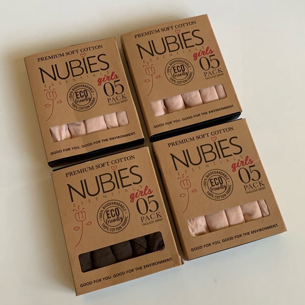 NIB NUBIES Disposable Underwear Girls Size 12 Bundle of 4 Boxes (20 Pair)